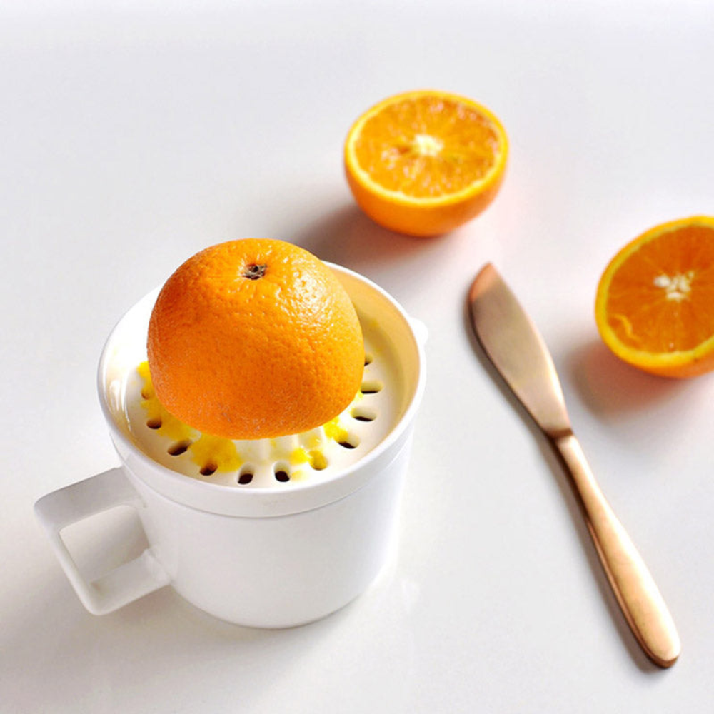 Orange Juicer Handheld Manual Lemon Press, Ceramic Ribbed Fruit Squeezer