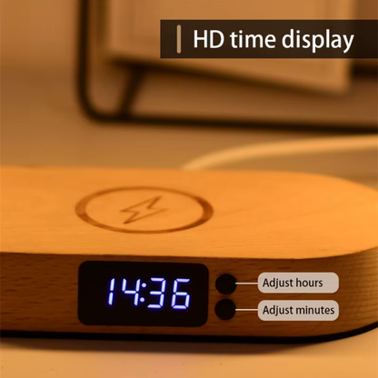 Digital Alarm Clock with Wireless Charging Pad and Dimmable Night Light