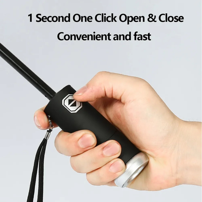 Foldable Umbrella with Automatic Button, Reverse Design and LED Flashlight