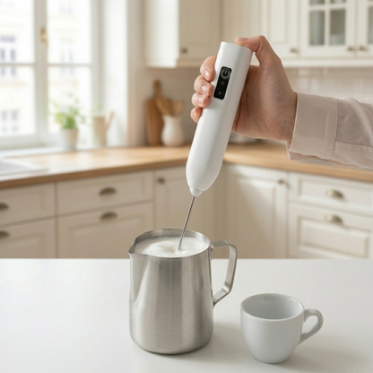 Milk Frother with Three Speed Motor and Detachable Stainless Steel Whisk