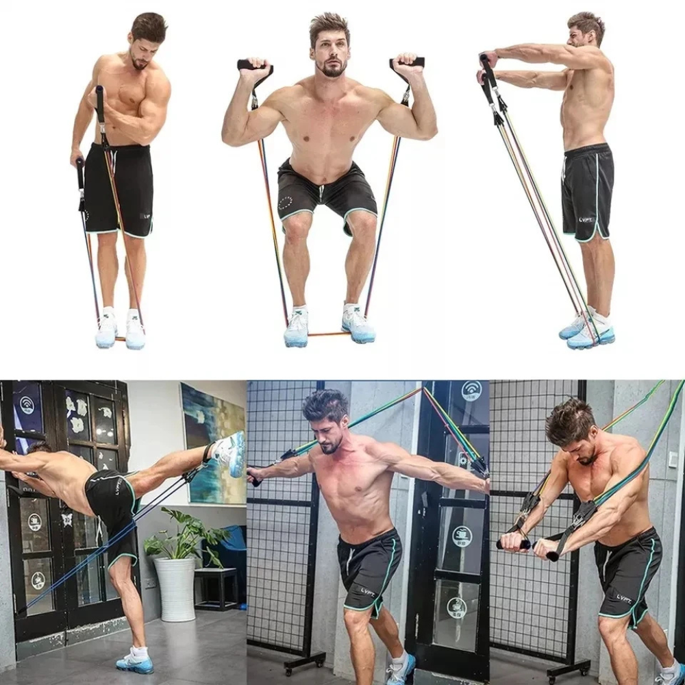 Fitness Resistance Bands Set For Home Gym, 11-Piece Complete Exercise Workout Kit