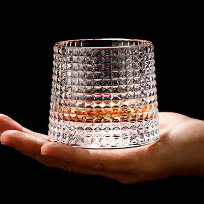 Spinning Whiskey Glass with Wooden Base - Three Glass Styles