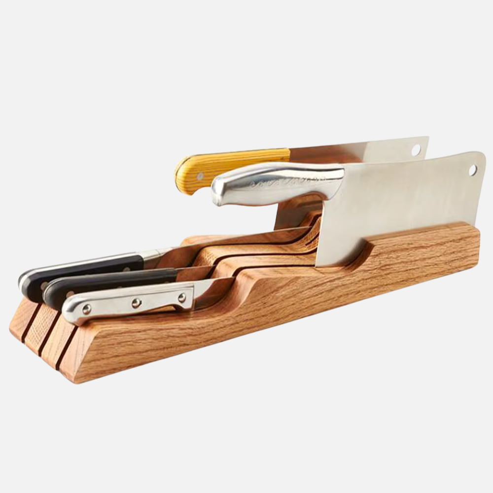 Horizontal Kitchen Knife Holder - Drawer or Countertop Knife Storage