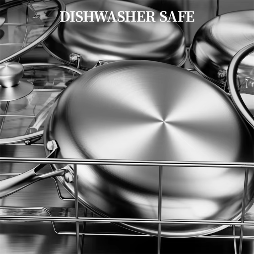 Large Non-stick Frying Pan - Modern Stainless Steel