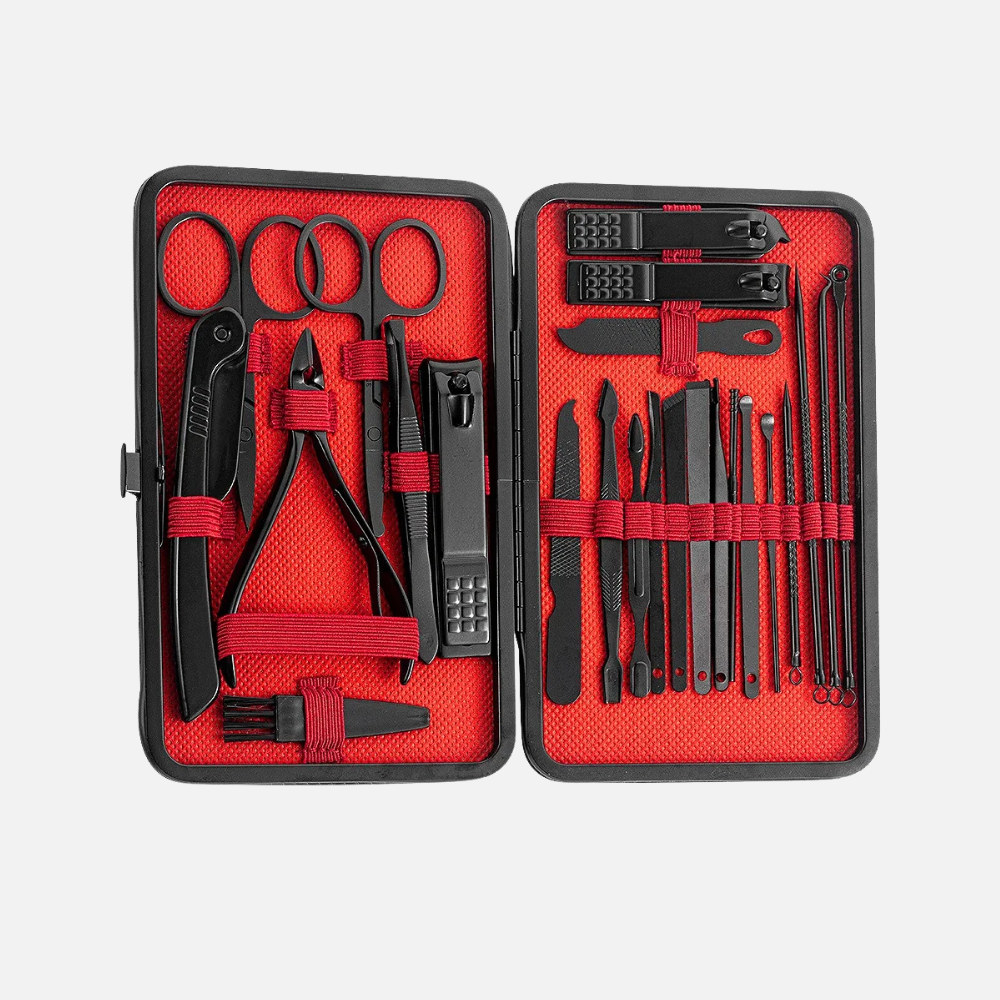 Mens Thick Nail Clipper Set Stainless Steel Portable Grooming Kit
