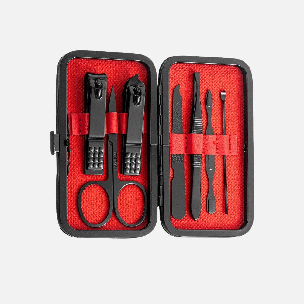 Mens Thick Nail Clipper Set Stainless Steel Portable Grooming Kit