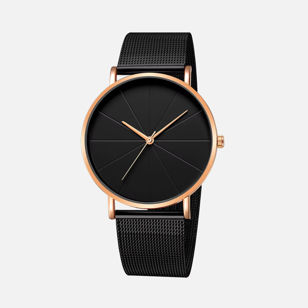 Quartz Watch with Analog Baton Dial Timepiece - Stainless Steel Case