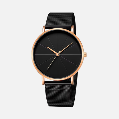 Quartz Watch with Analog Baton Dial Timepiece - Stainless Steel Case