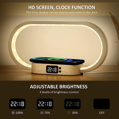 Digital Alarm Clock with Wireless Charging Pad and Dimmable Night Light