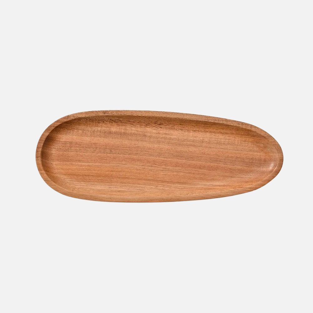 Acacia Wood Serving Tray - Raised Edge Wooden Tray