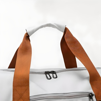 Travel Duffle Bag with Shoe Compartment, Wet Dry Separator and Trolley Strap