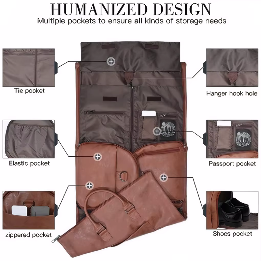 Travel Duffle Bag Convertible Garment Organizer with Trolley Sleeve