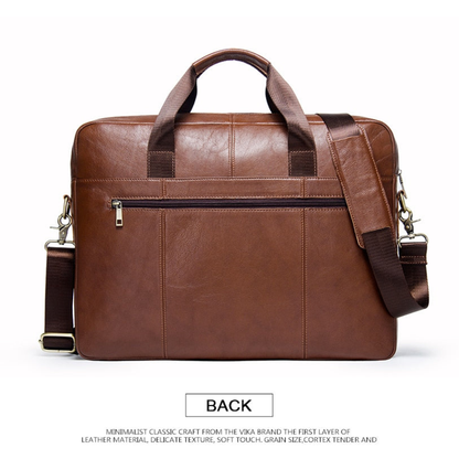 Briefcase for Men Genuine Cow Leather Messenger Shoulder Travel Bag 17 Inch