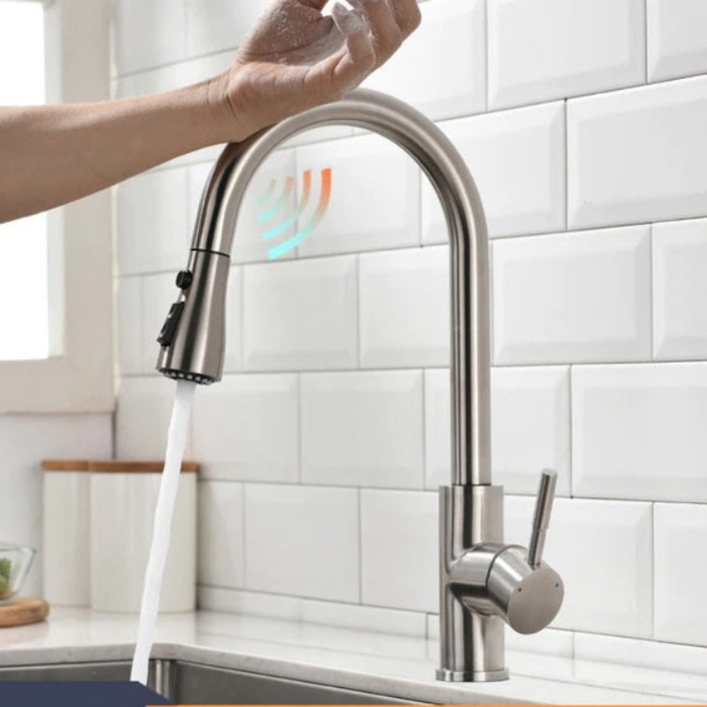 Kitchen Sensor Faucet Water Tap, Stainless Steel Smart Touch With 4 Colors