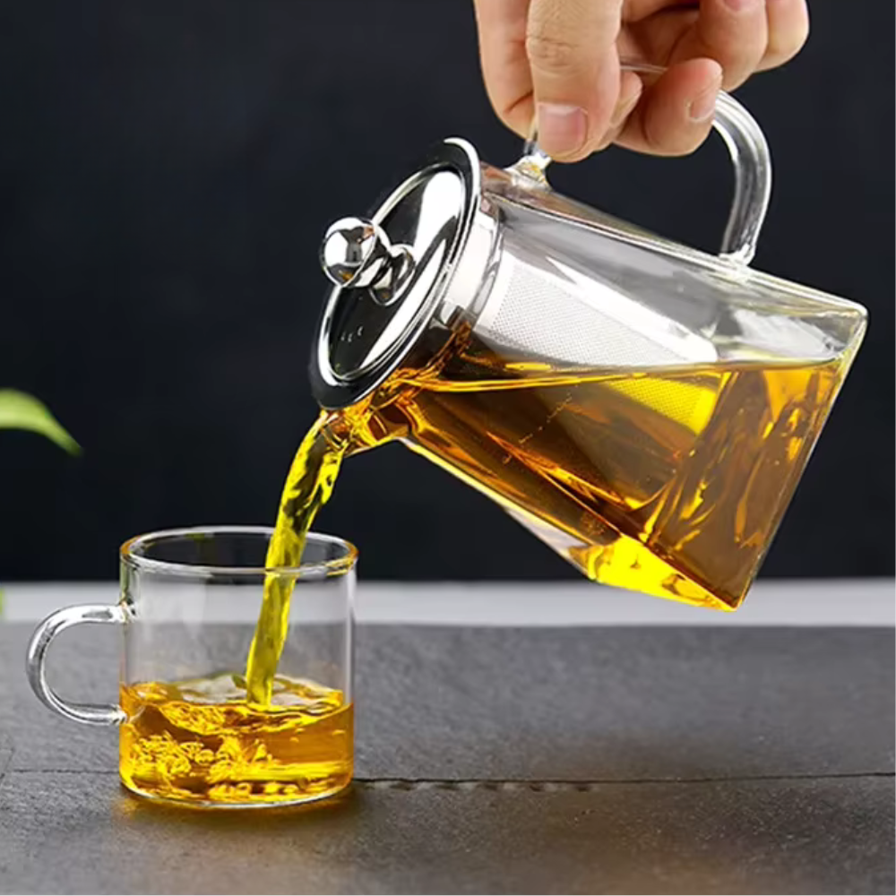 Glass Teapot With Tea Infuser, Heat Resistant Borosilicate Tea Kettle With Stainless Steel Filter
