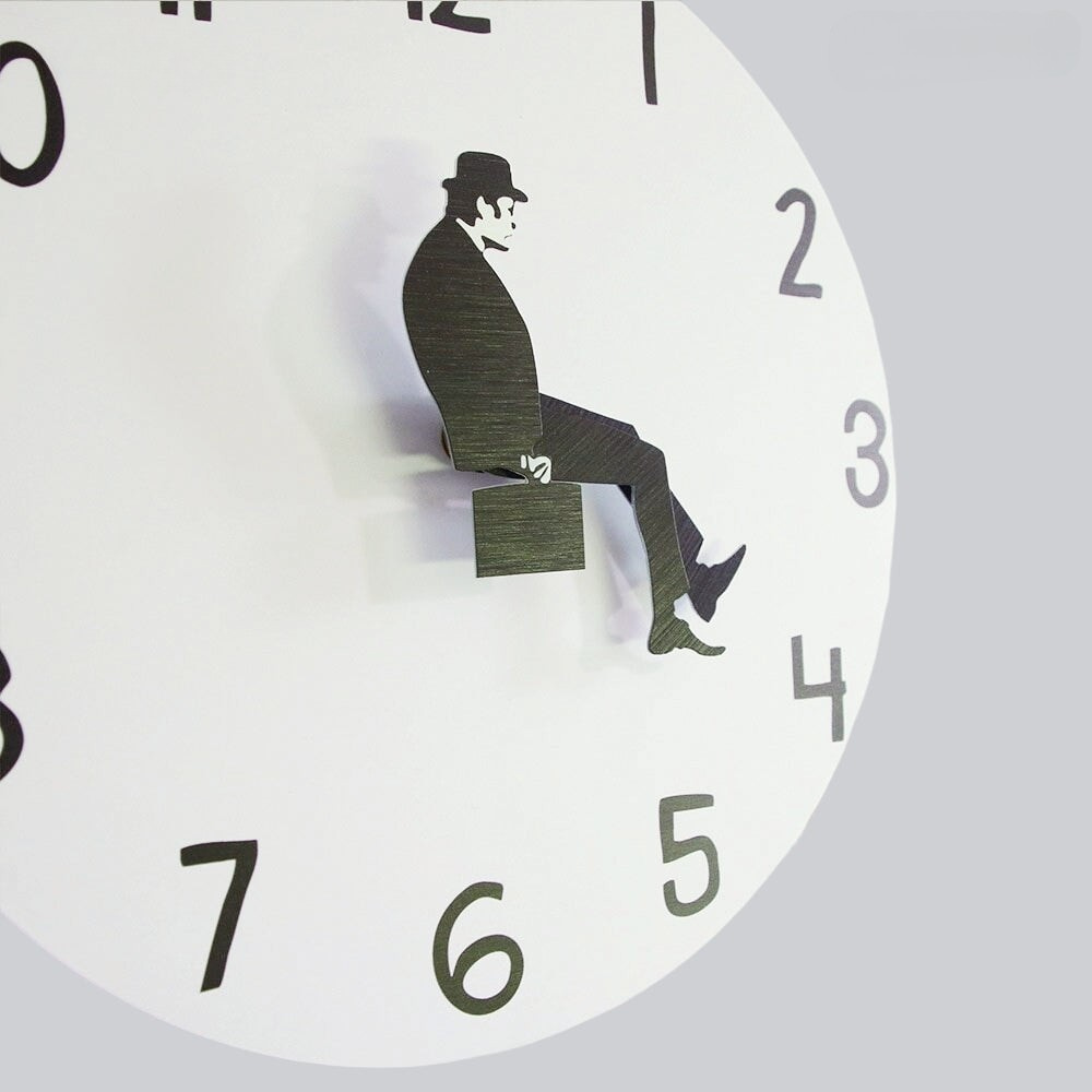 Wall Clock Silly Walks Kinetic Moving Silhouette Desk and Office Timepiece