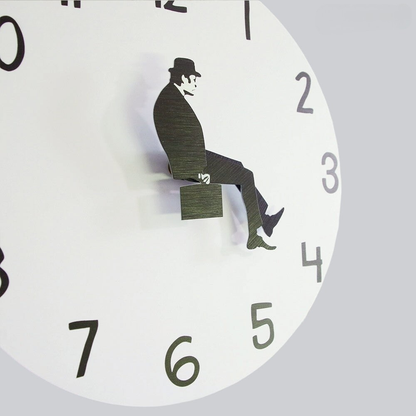 Wall Clock Silly Walks Kinetic Moving Silhouette Desk and Office Timepiece