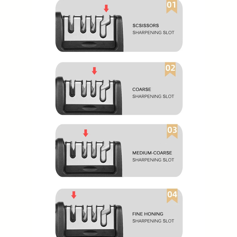 Knife Sharpener 4 in 1 Manual Tool for Kitchen Knives and Scissors