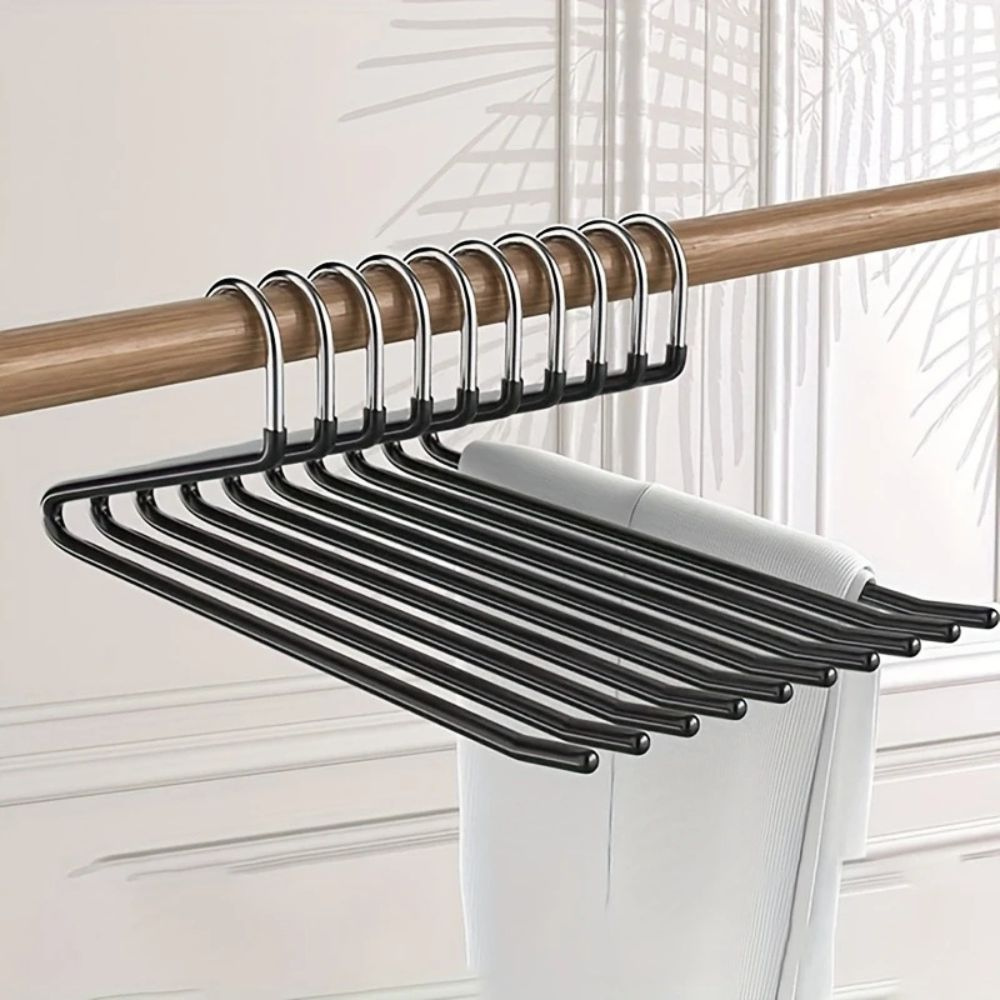 Goose Neck Pants Hanger Z Shape Stainless Steel Closet Space Saver 10pcs Set