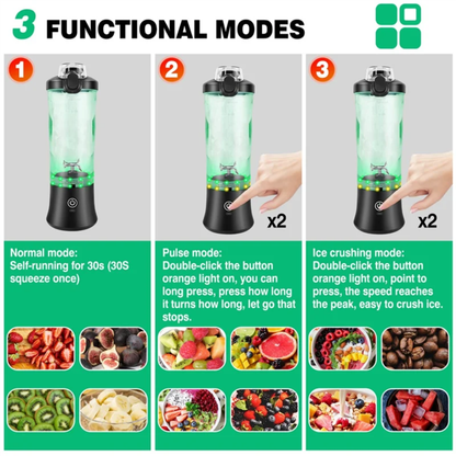 Smoothie Blender 2 in 1 Portable Electric Juicer and Mixer with 6 Blades