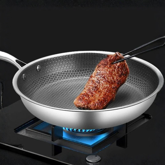 Large Non-stick Frying Pan - Modern Stainless Steel