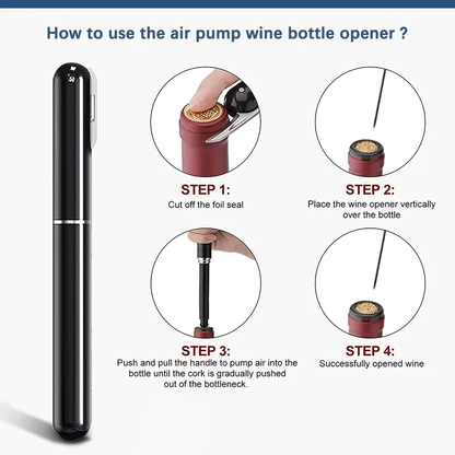 Air Pump Cork Remover, Wine Opener With Foil Cutter