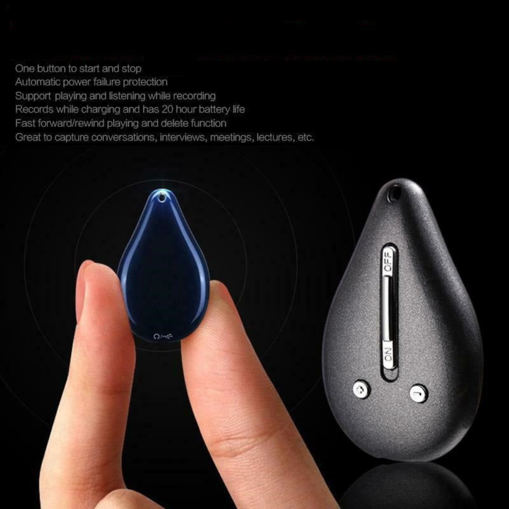 Keychain Voice Recorder with 100 Hour Memory Storage and Audio Activation