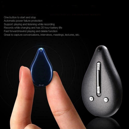 Keychain Voice Recorder with 100 Hour Memory Storage and Audio Activation