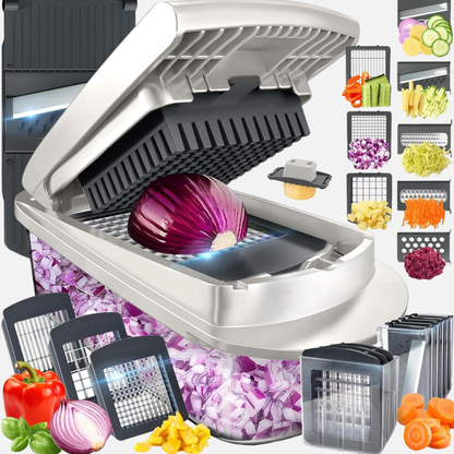 Vegetable Slicer with 8 Blades, 10-in-1 Chopper For Faster Cutting and Grating