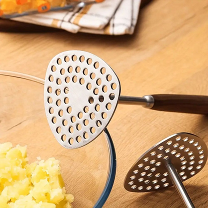 Potato Masher with Perforated Stainless Steel Plate for Vegetable Mashing