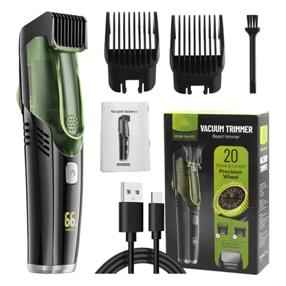 Electric Beard Trimmer with Vacuum and 20 Lengths for Versatile Grooming