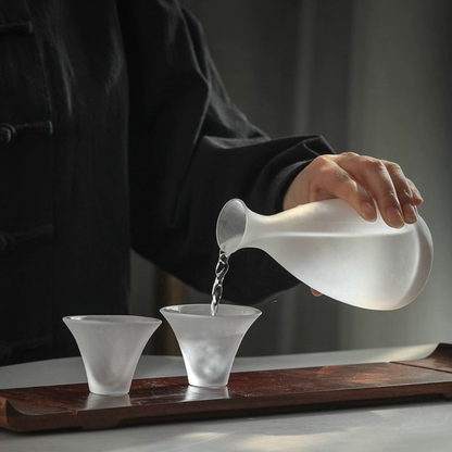Mist Sake Cup Set, Frosted Glass Japanese Sake Drinking Set