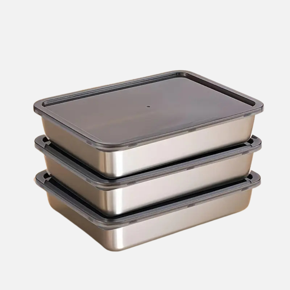 Food Storage Containers Stainless Steel Airtight Meal Prep 3pcs Set