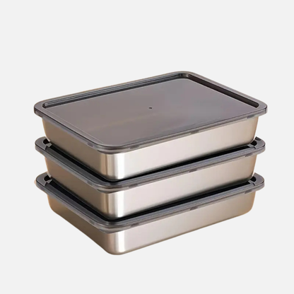 Food Storage Containers Stainless Steel Airtight Meal Prep 3pcs Set