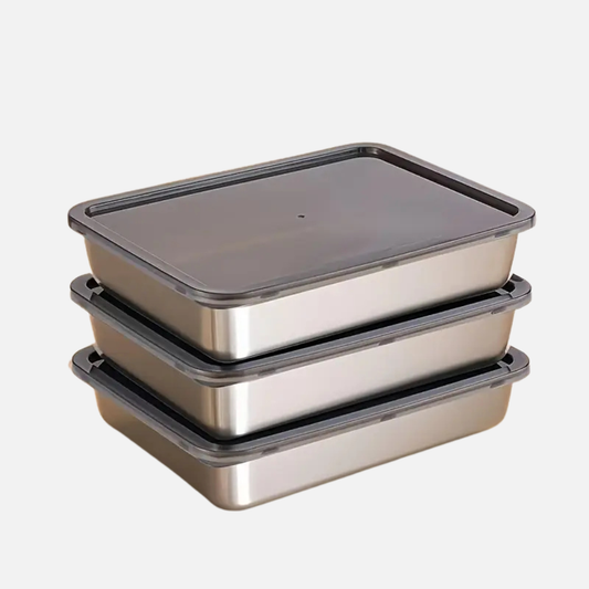 Food Storage Containers Stainless Steel Airtight Meal Prep 3pcs Set