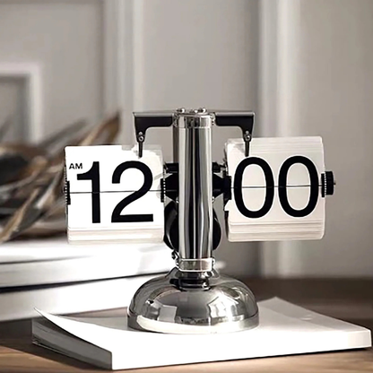 Retro Mens Flip Clock With Stainless Steel Frame