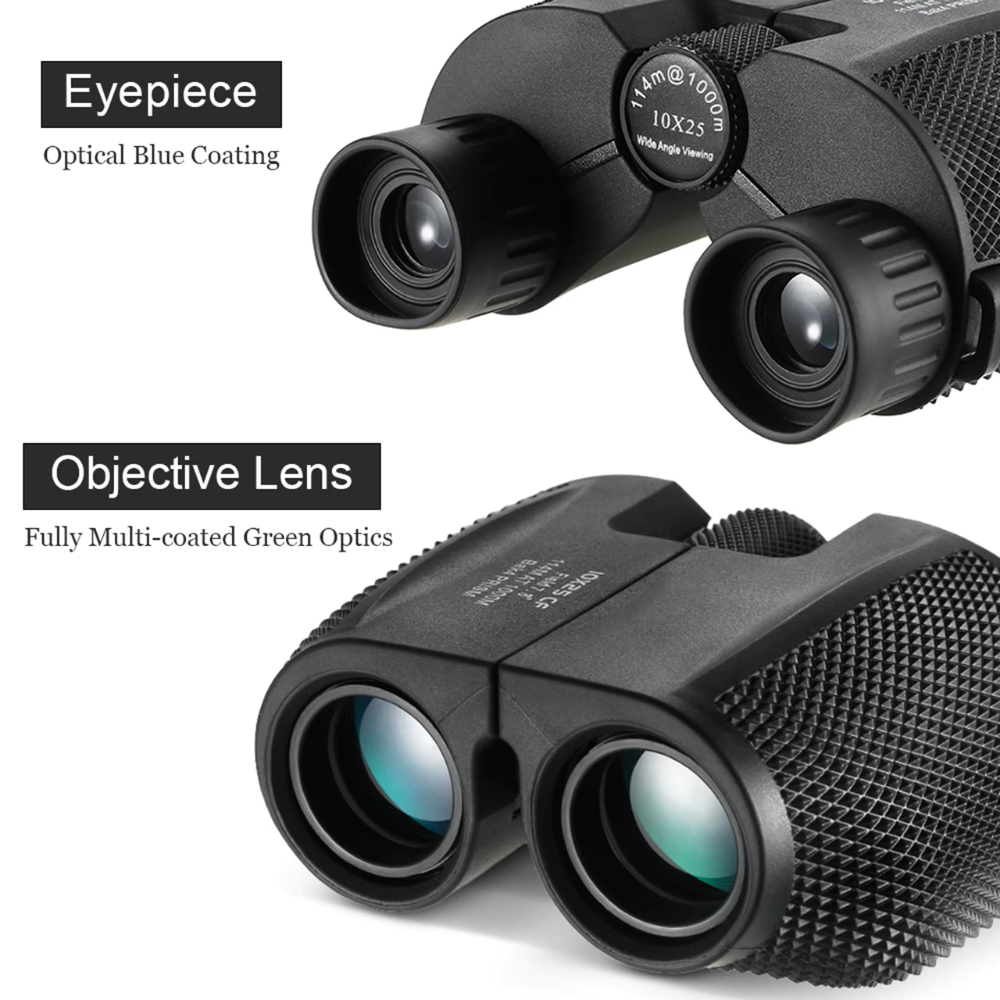 Binoculars 10x25 Fixed Magnification - Portable Optics for Camping
