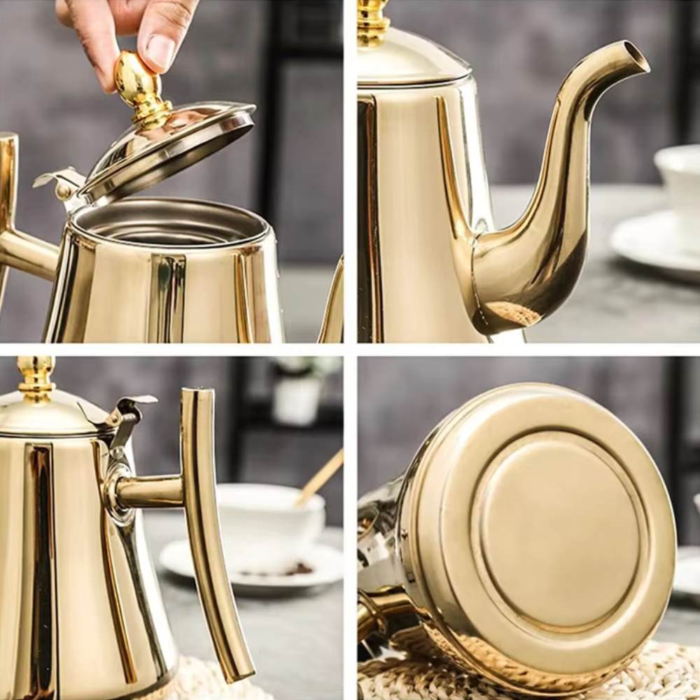 Stainless Steel Teapot With Filter, Induction Tea Kettle Cooker With Stainless Steel Lid