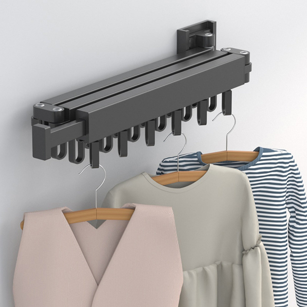 Clothes Drying Rack Wall Mounted Folding Space Aluminum Triple Arm Hanger