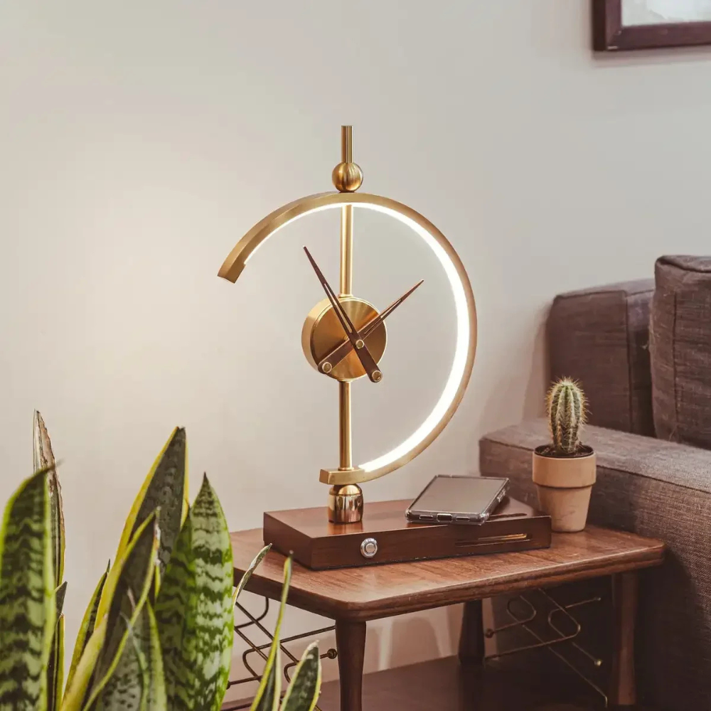 Modern Daylight Clock, Desk Lamp Clock With Wireless Charger For Phone