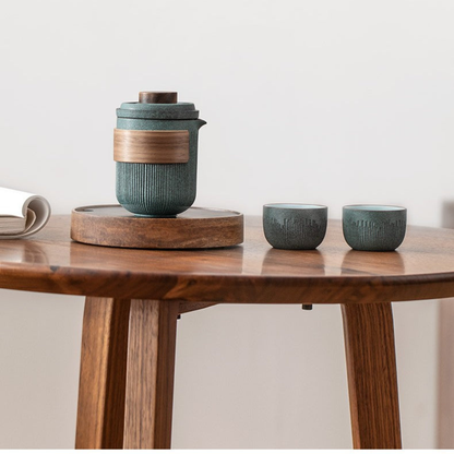 Portable Tea Set For Travel, Bluestone Glazed Style Set