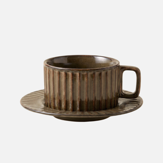 8 oz Coffee Mug with Kiln Fired Glaze and Non Slip Base Vintage Style