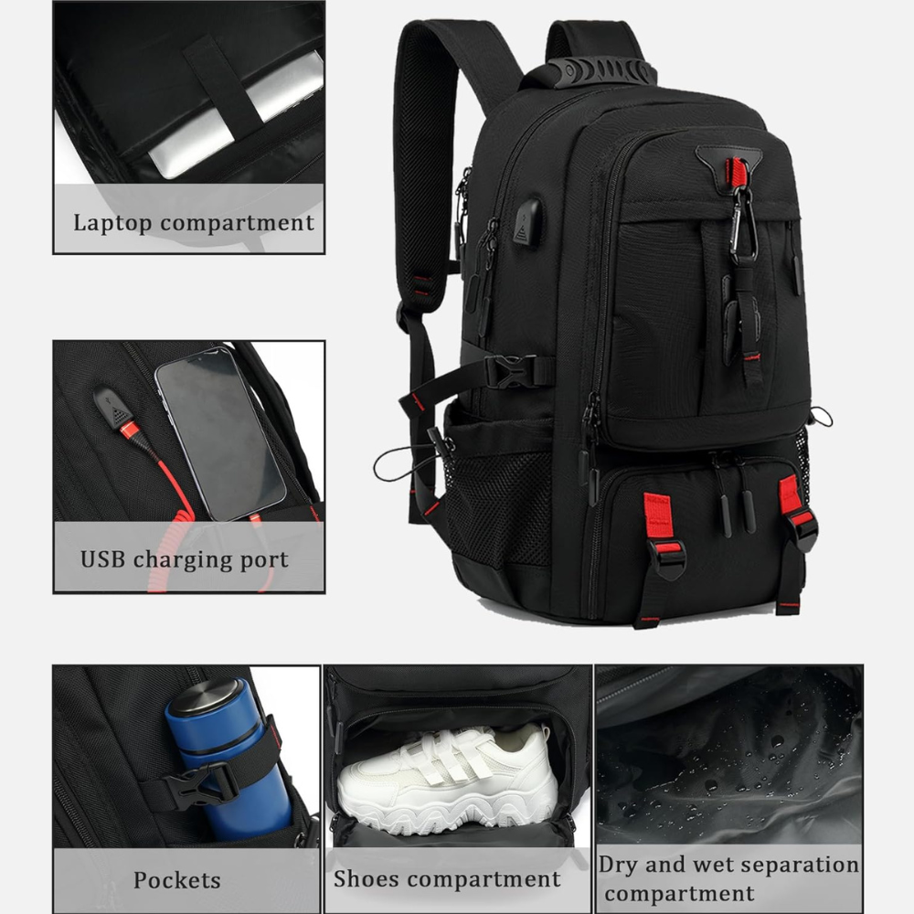 Weekend Bag Expandable 60L Travel Pack with Laptop and Shoe Compartment