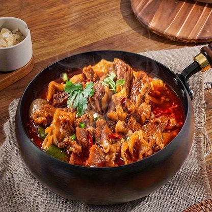Refined Iron Big Pot Belly Uncoated Pan With Glass or Wooden Lid - Even Heat Frying Kitchen Cookware