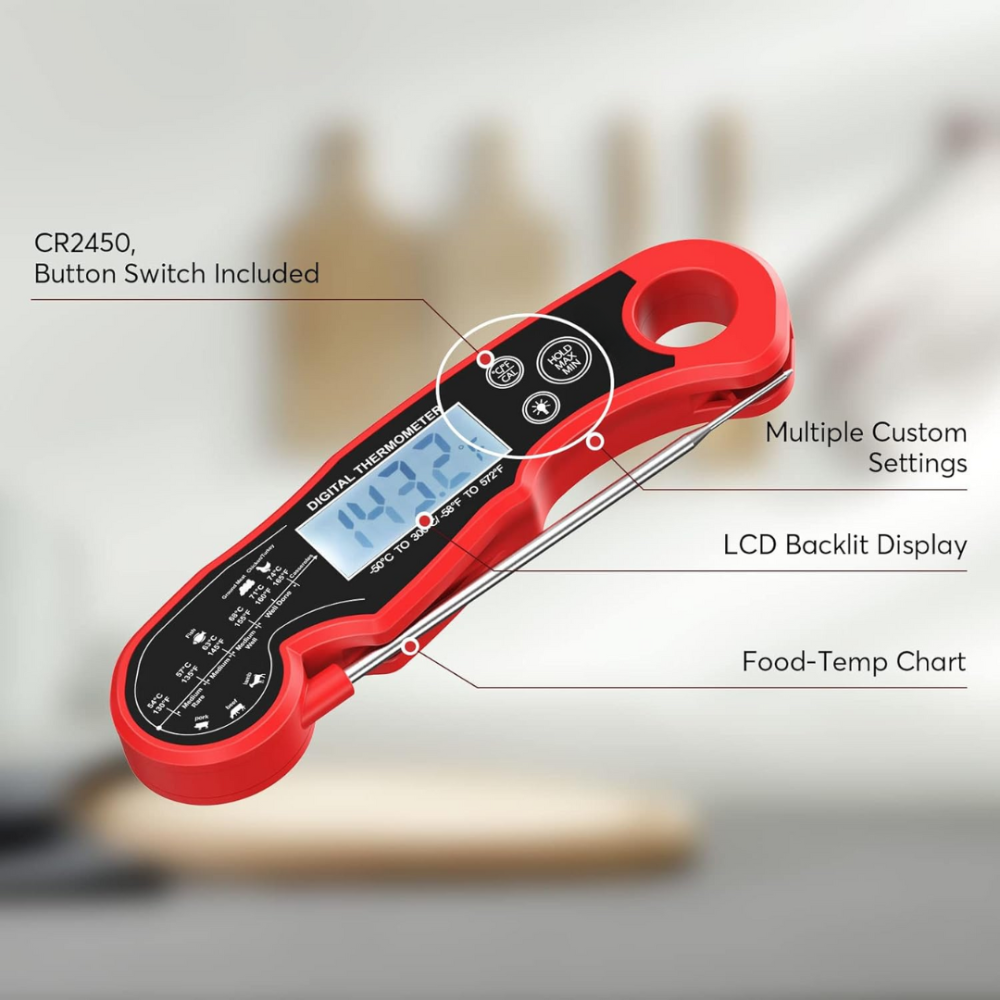 Instant Read Meat Thermometer with Digital Screen and Quick Sensor Probe