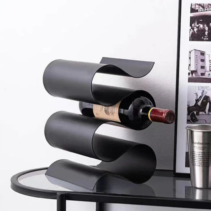 Countertop Wine Racks Free Standing 3 Bottle Holder Sculptural Iron Organizer