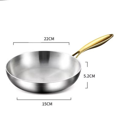 Frying Pan Stainless Steel 316 Multi Cooktop Wok with Glass Lid