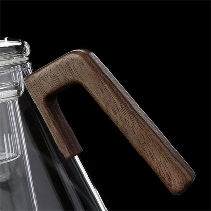 Minimalistic Glass Teapot Kettle, Tea Kettle Brew With Wooden Handle