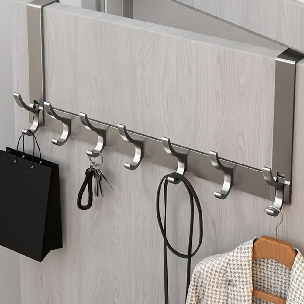 Coat Rack Over the Door Aluminum Alloy Multi Hook Rigid Storage Rail