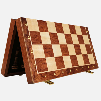 Folding Wooden Chess Set, Integrated Storage For Chess Pieces